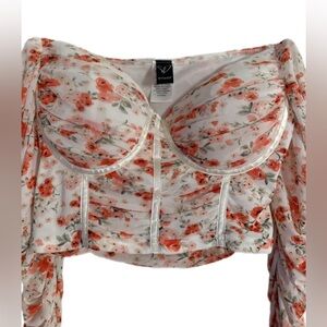 Windsor Floral Ruched Off Shoulder Corset Top Coquette Fairy Feminine Milkmaid